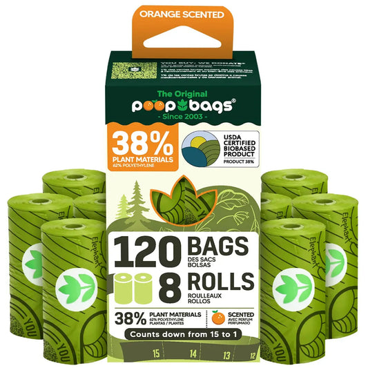 Waste Poop Bags Orange Scented USDA Biobased Rolls