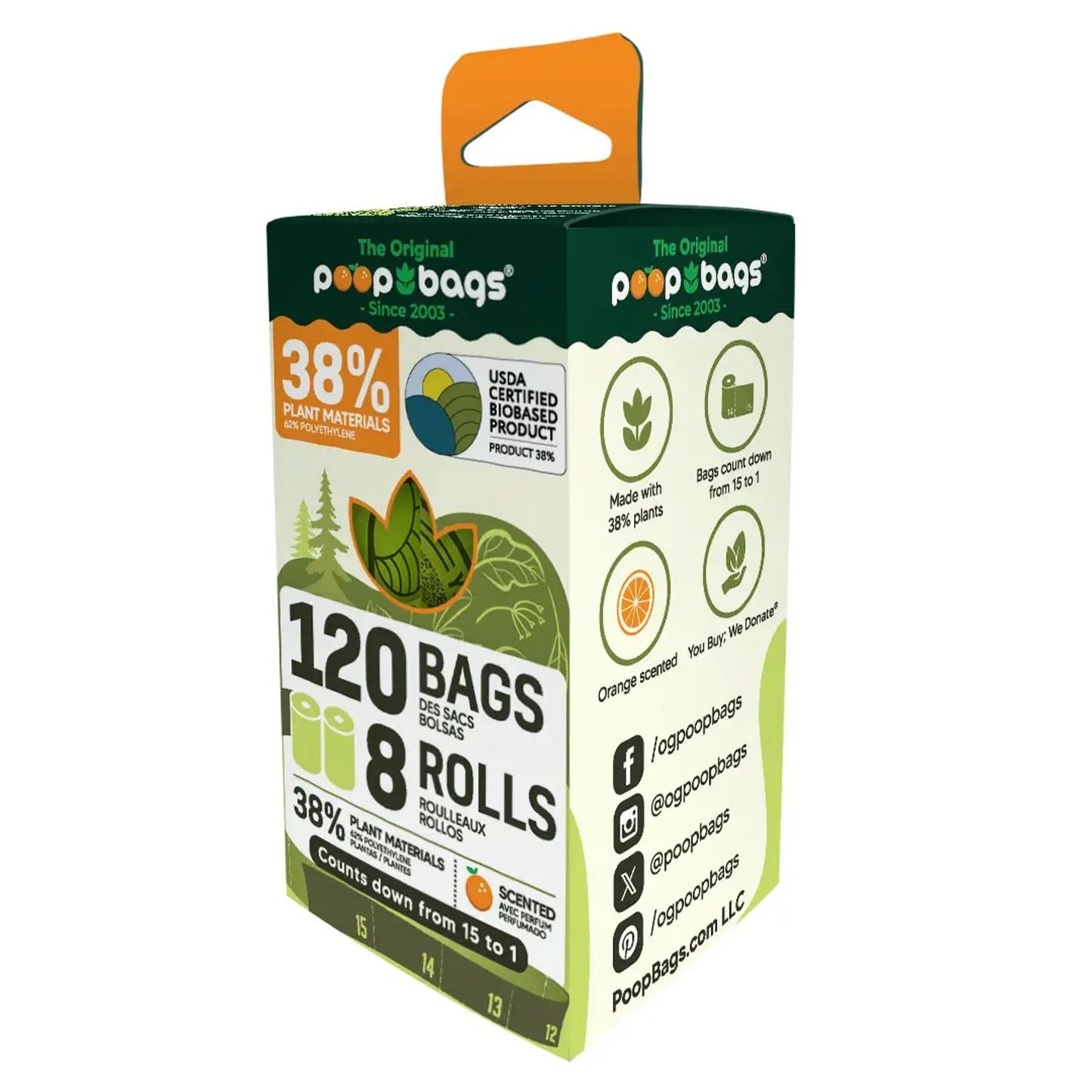 Waste Poop Bags Orange Scented USDA Biobased Rolls