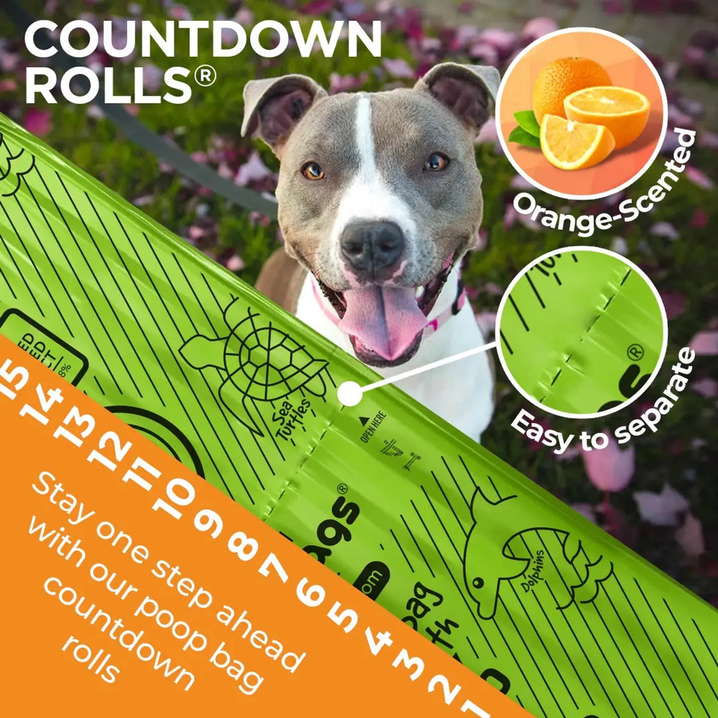 Waste Poop Bags Orange Scented USDA Biobased Rolls